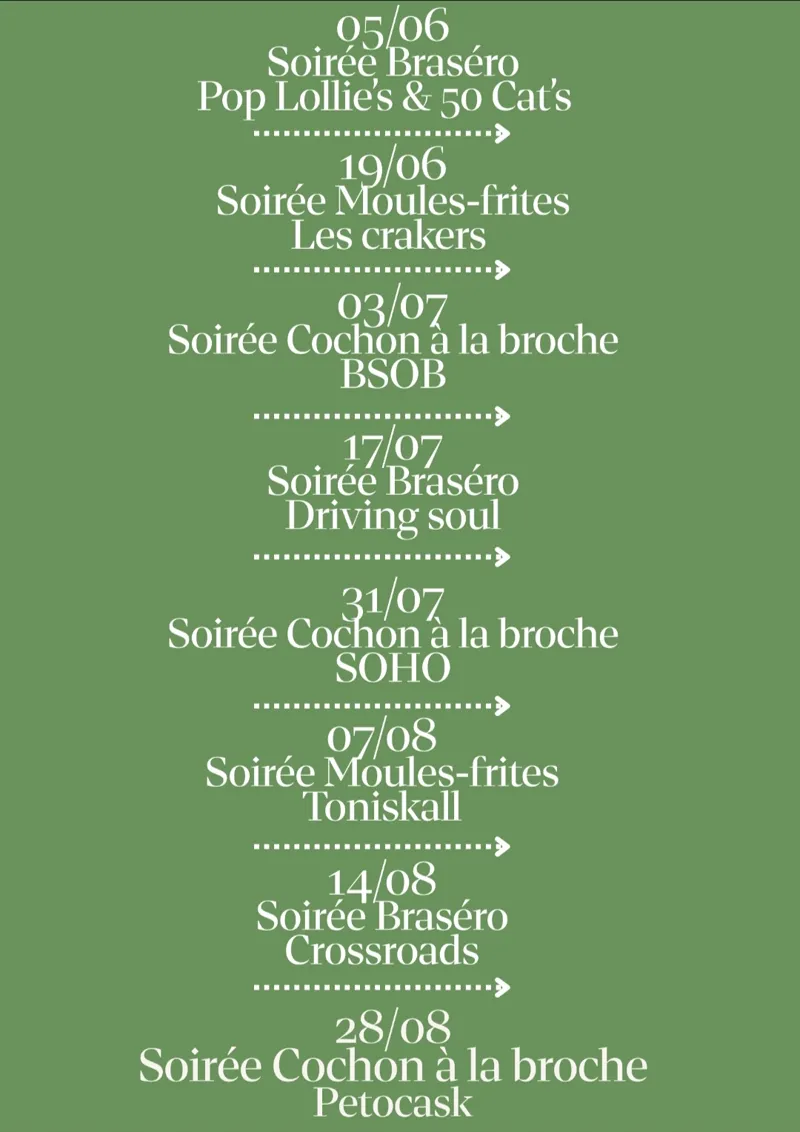 Programme détaillé des concerts des soirées guinguettes pop-rock, été 2026